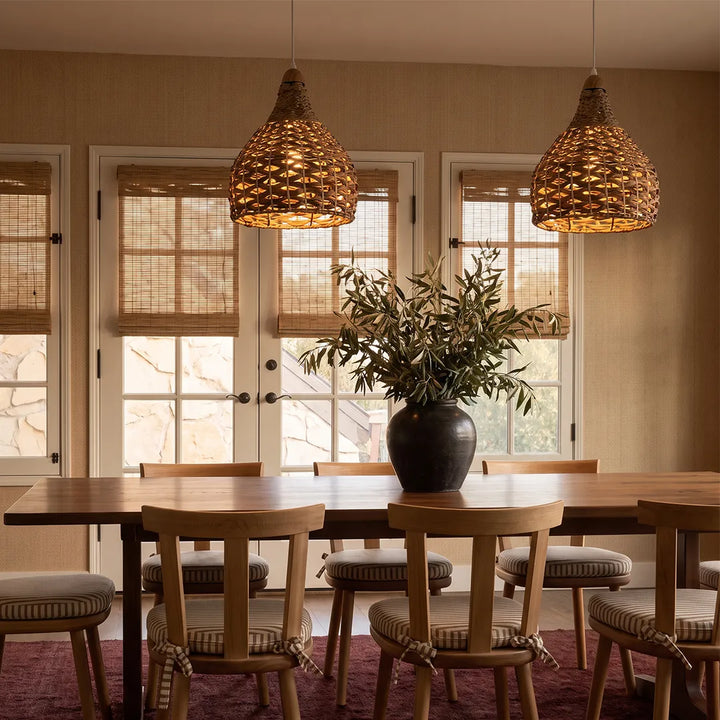Rattan Wicker Pendellampa Nordisk Metall Taklampa