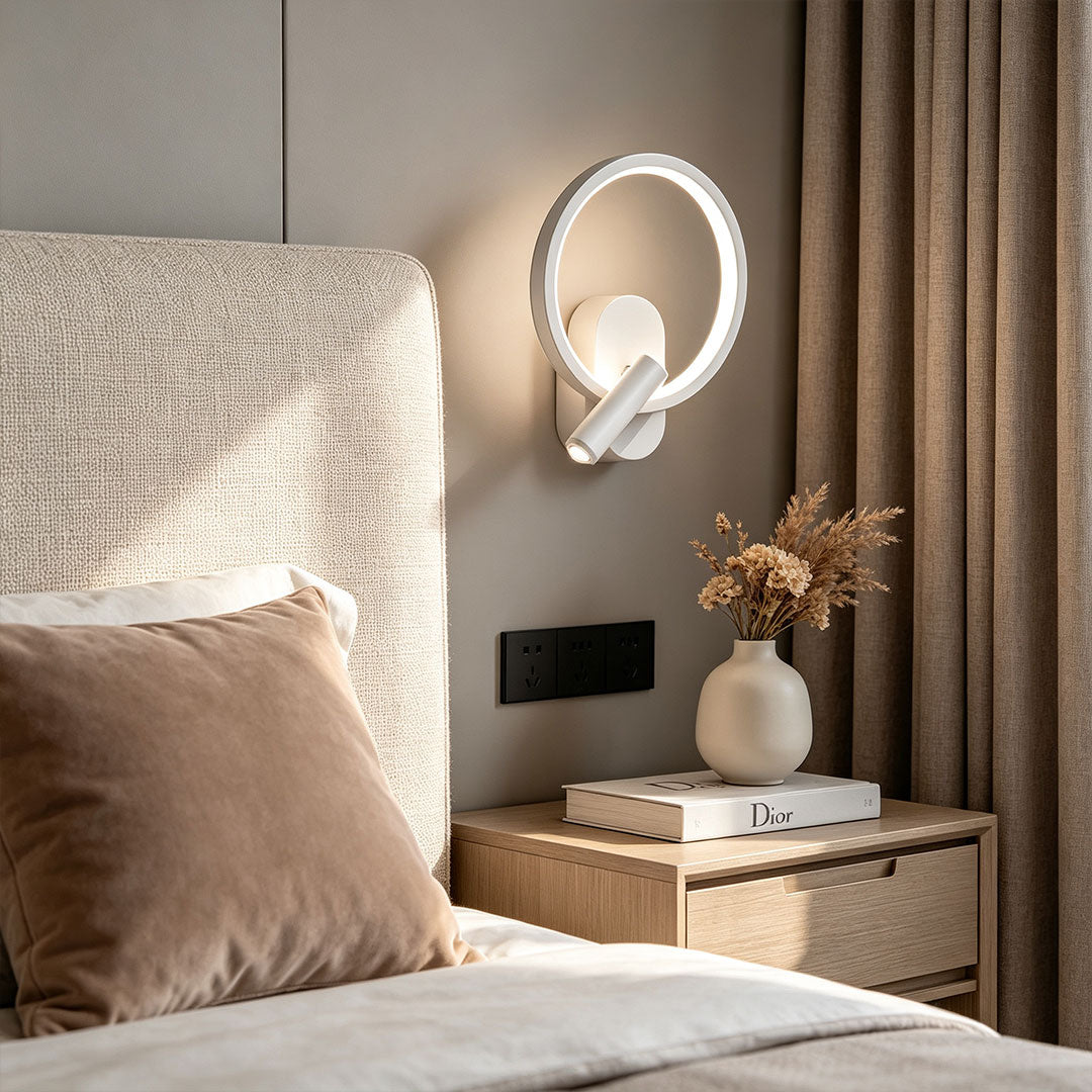 Läsbelysning för säng, väggmonterad modern roterbar lampa