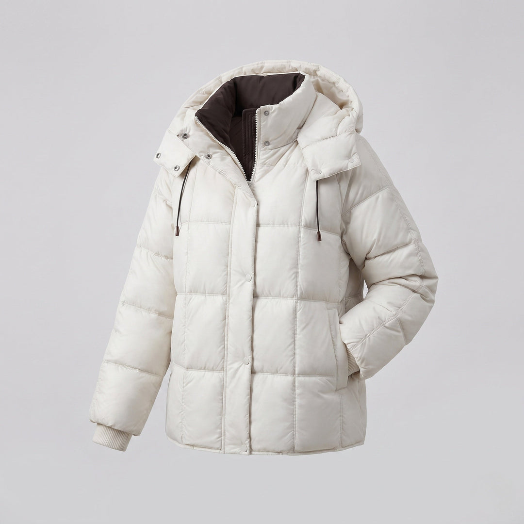 Dam Shiny Quiltad Jacka med Integrated Huva, Two-Way Dragkedja, och Termisk Padding