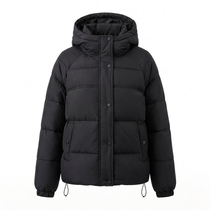 Dam Vadderad Oversize Quiltad Jacka med Hög Stå Krage och Justerbar Drawstring