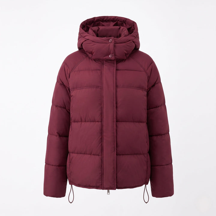 Dam Vadderad Oversize Quiltad Jacka med Hög Stå Krage och Justerbar Drawstring