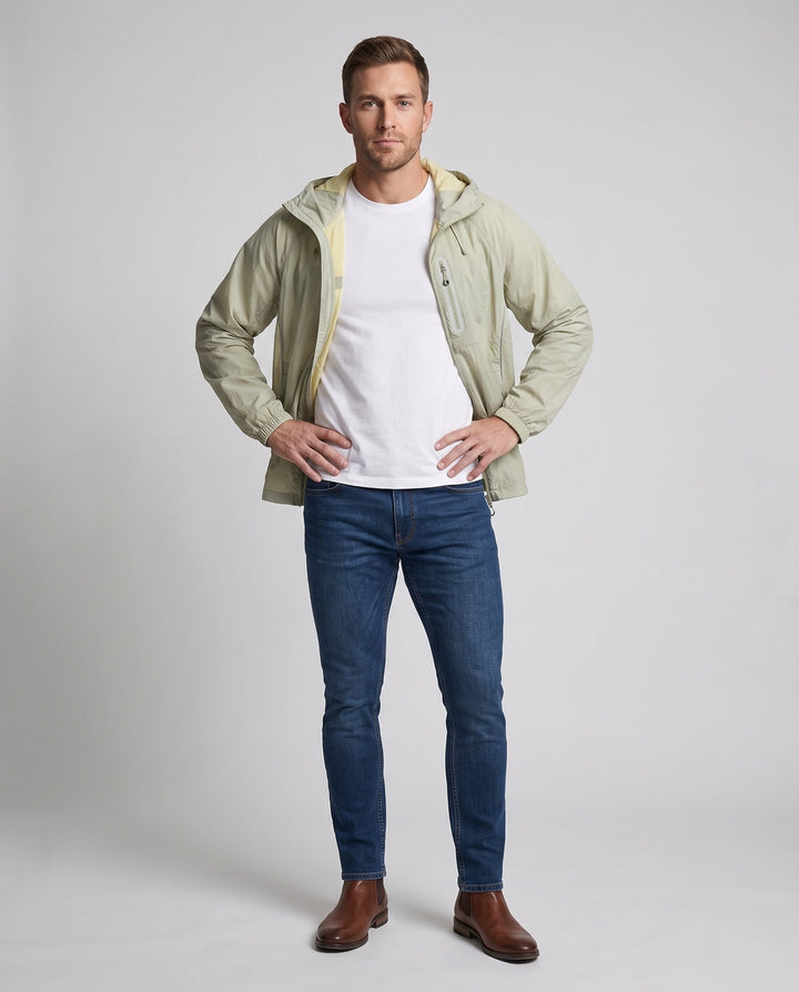 Unisex Leichte Wind- und Wasserabweisende Kapuzen-Übergangsjacke mit reflektierenden detaljer
