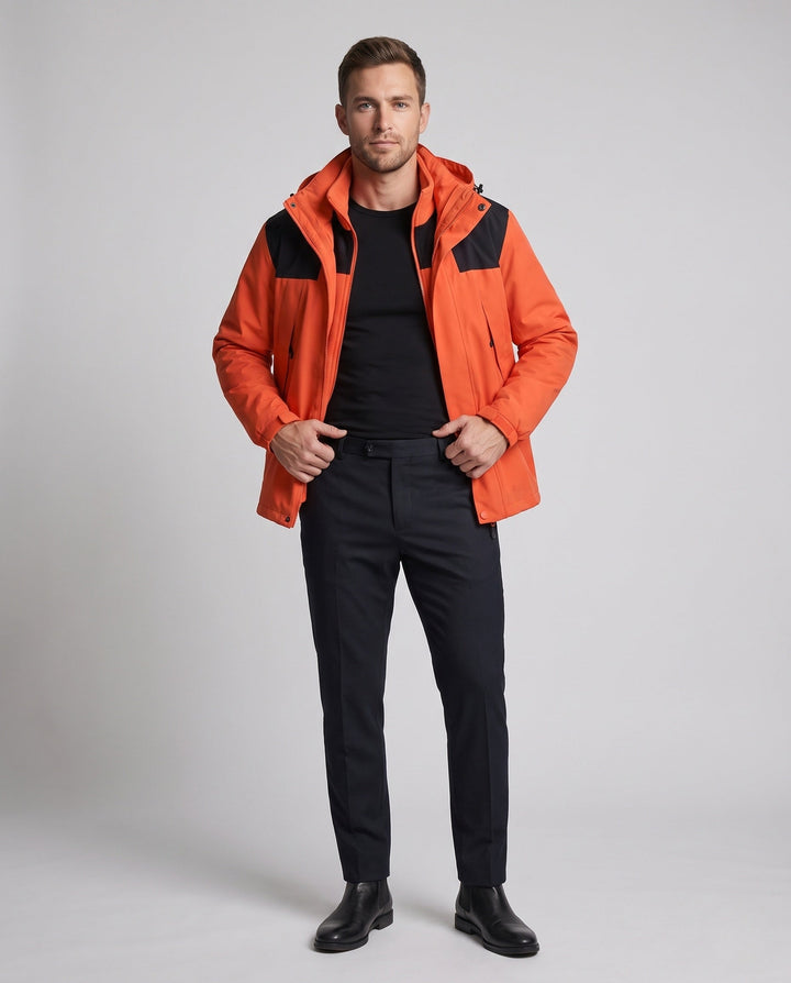 Herr lätt urban-utomhusjacka med zip-in fleece och kontrast trim
