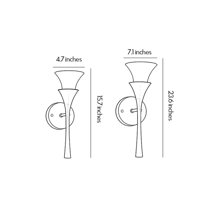 Retro Vägglampa Vintage Messing Trumpet Glas Ljus