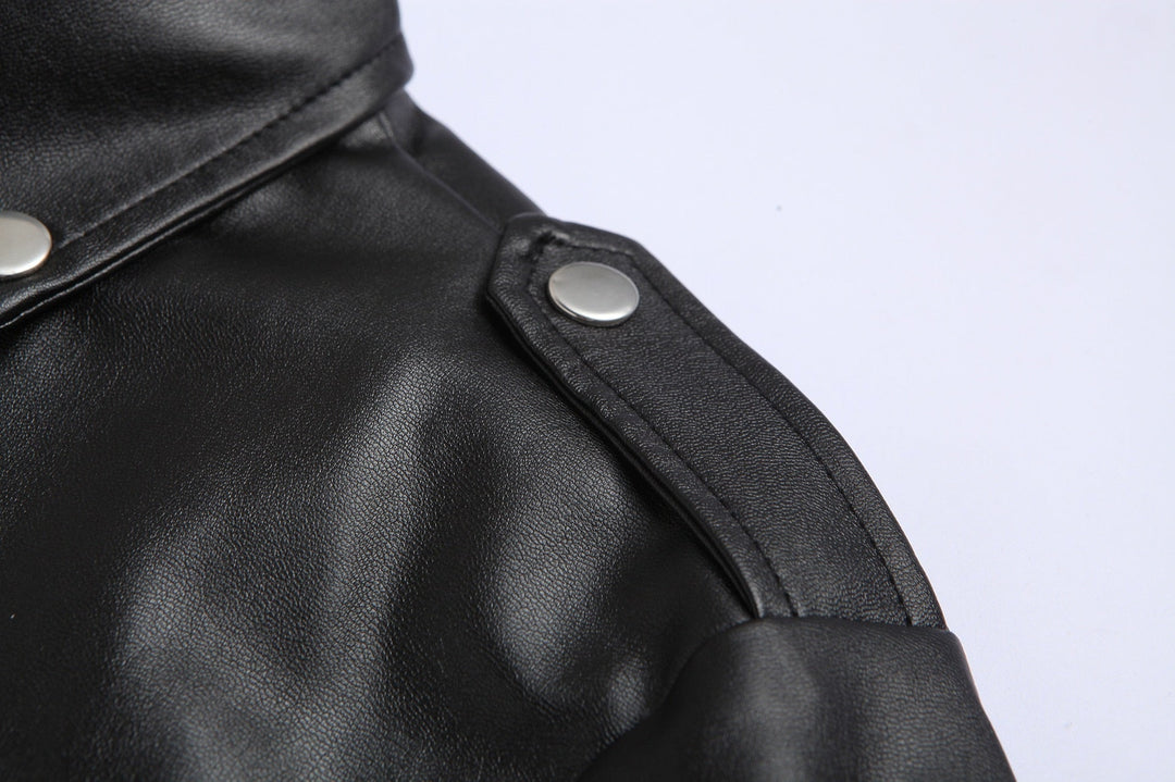 Eloura-Moda | slim passform Läder Motorcycle Jacka för Herr med ståkrage