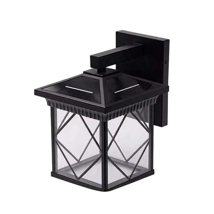 Solenergidriven utomhus vägglampa retro glasljus