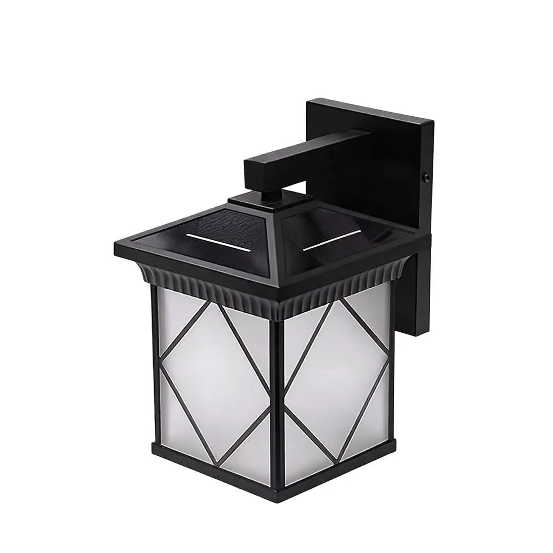 Solenergidriven utomhus vägglampa retro glasljus