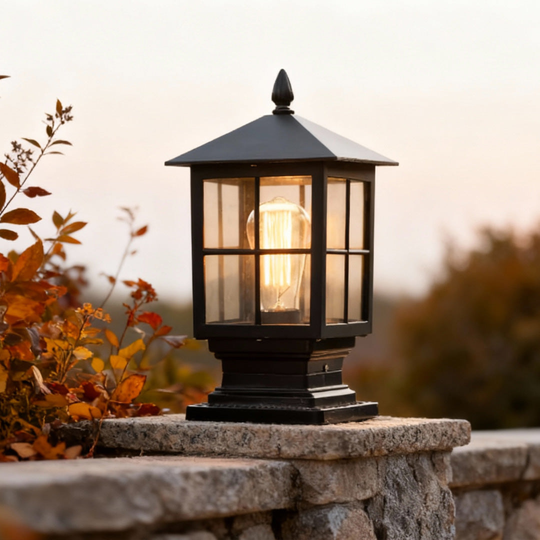 [Öppen Låda] Stenljuspelare Traditionell Svart Vattentät LED Lampa