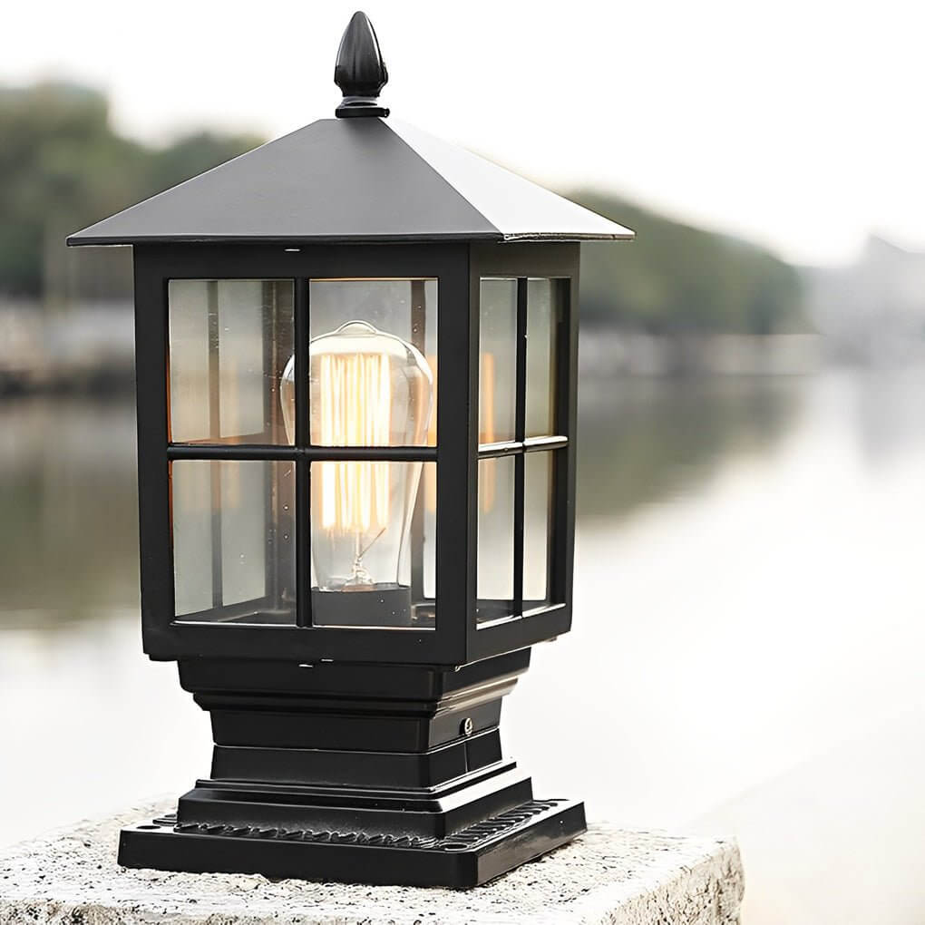 [Öppen Låda] Stenljuspelare Traditionell Svart Vattentät LED Lampa