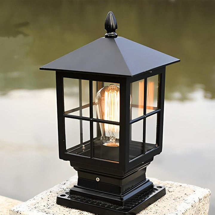 [Öppen Låda] Stenljuspelare Traditionell Svart Vattentät LED Lampa