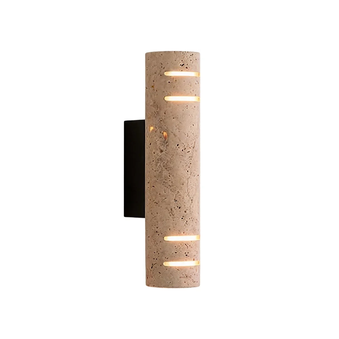 Sten Vägglampa Naturlig Gul Travertin Utomhus LED Lampa