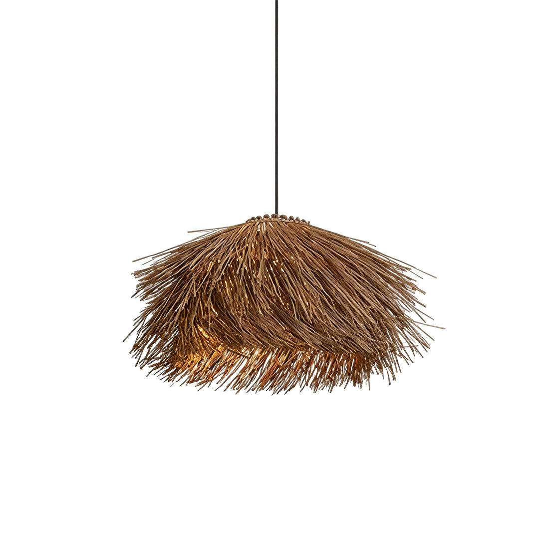 Hängande Lampa i Rå Straw Rustik Lantlig Rattan Taklampa