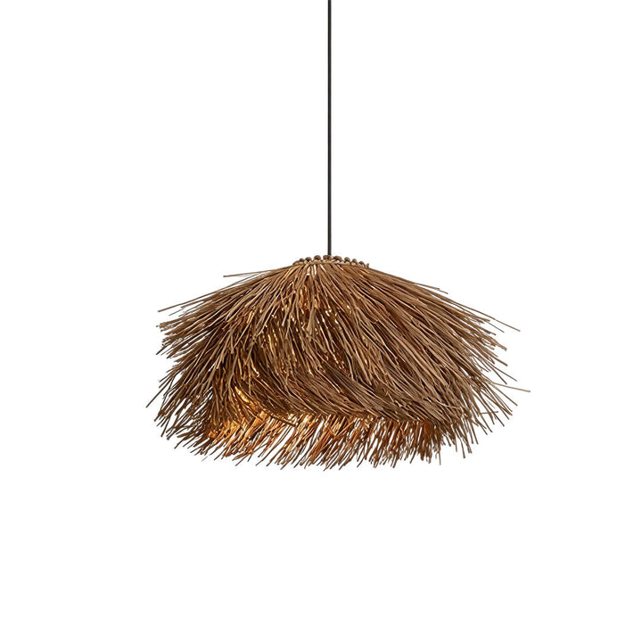 Hängande Lampa i Rå Straw Rustik Lantlig Rattan Taklampa
