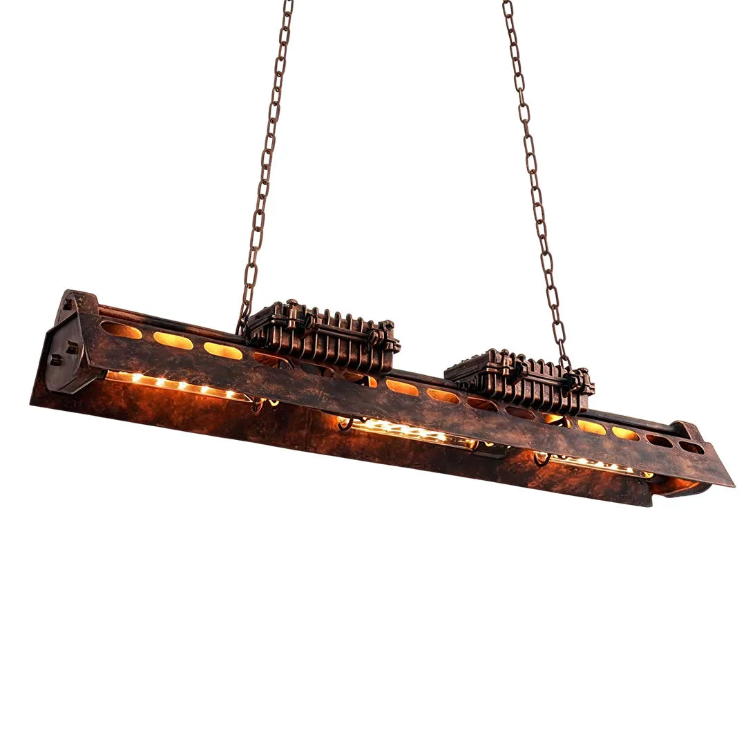 Vintage Bondgård Chandelier Industriell T300 Rör Taklampa