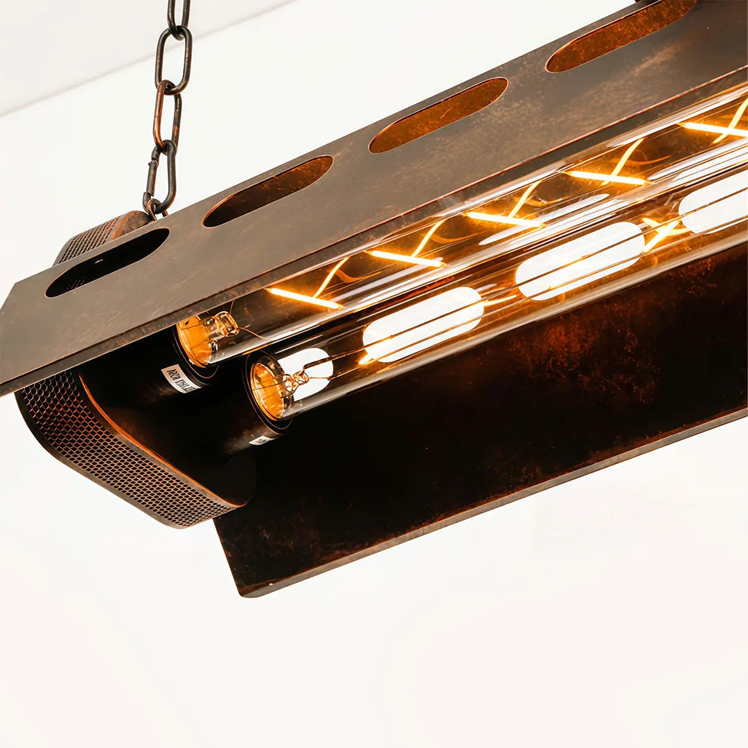 Vintage Bondgård Chandelier Industriell T300 Rör Taklampa
