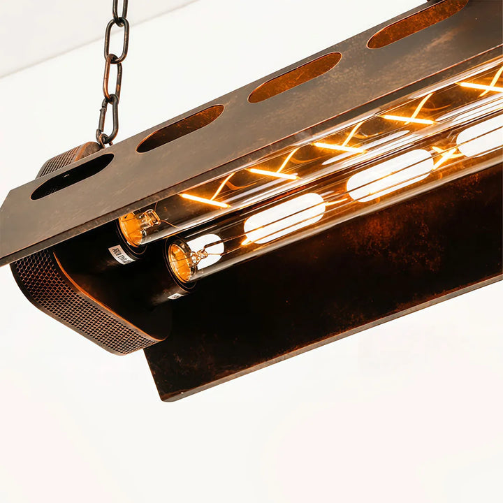 Vintage Bondgård Chandelier Industriell T300 Rör Taklampa