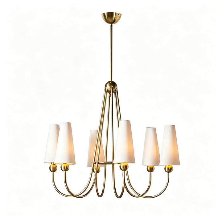 Vintage Solid Brass Chandelier American Fabric Ceiling Light