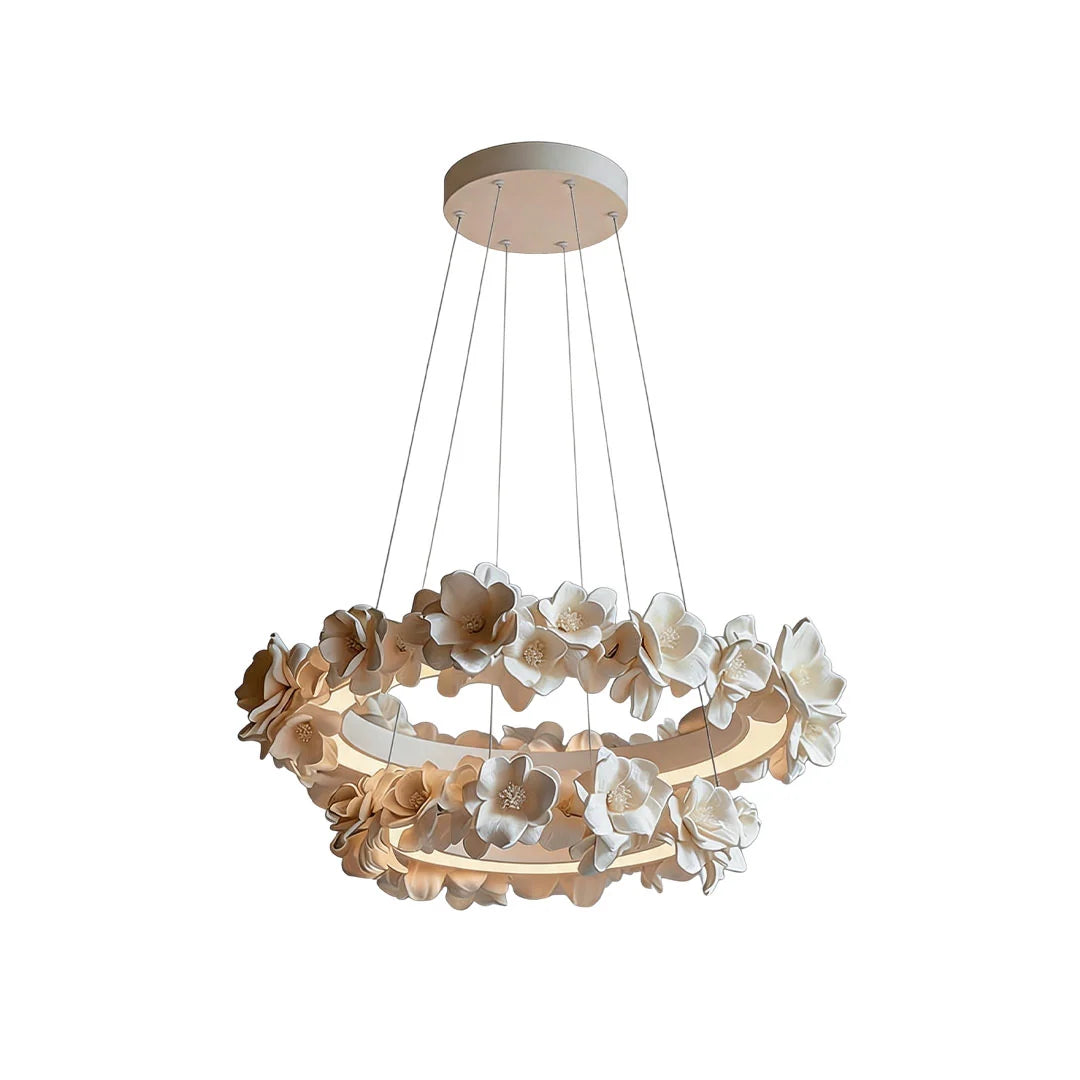 Vit Matsal Chandelier Fransk Blommig Gips Taklampa