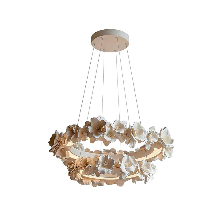 Vit Matsal Chandelier Fransk Blommig Gips Taklampa