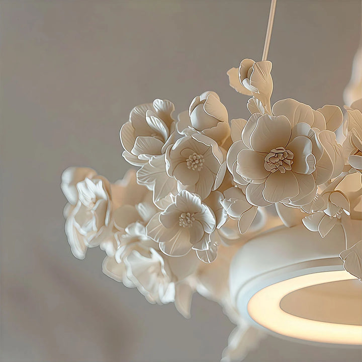 Vit Matsal Chandelier Fransk Blommig Gips Taklampa