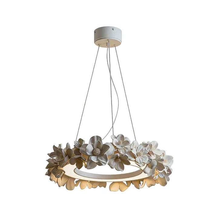 Vit Matsal Chandelier Fransk Blommig Gips Taklampa