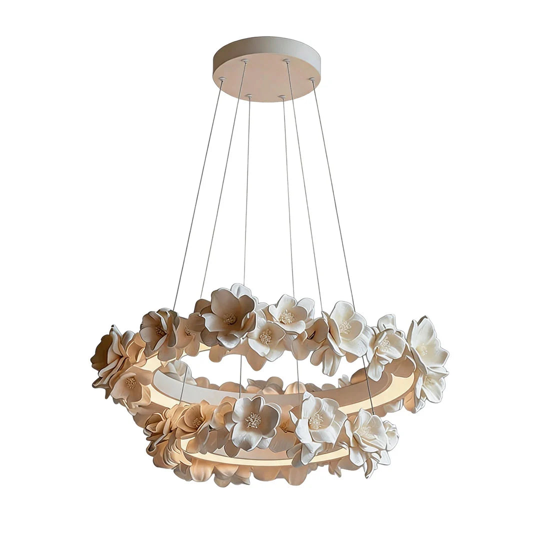 Vit Matsal Chandelier Fransk Blommig Gips Taklampa