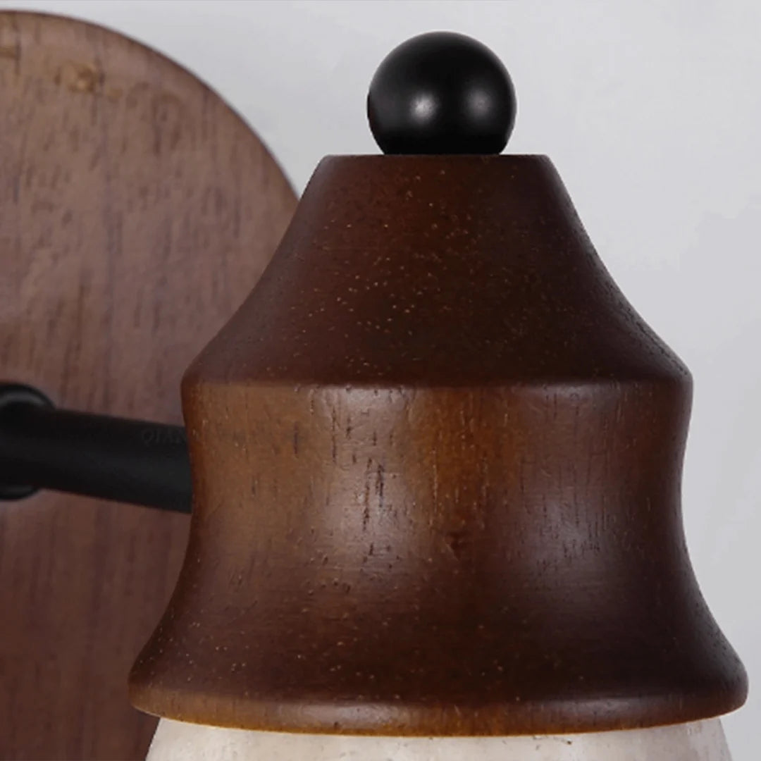 Nedåtriktad Vägglampa Wabi-Sabi Travertin och Trä